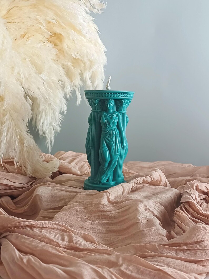Vela de cera de soja y abeja hecha a mano con la diosa griega Atenea: colores personalizables imagen 11