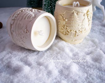 Handmade Christmas Candle Jar, Soy Wax, Christmas Decor