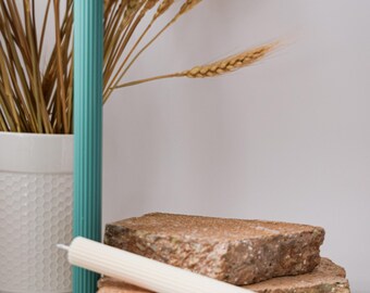 Vertical Stripe Pillar Candle: Soy Beeswax Blend