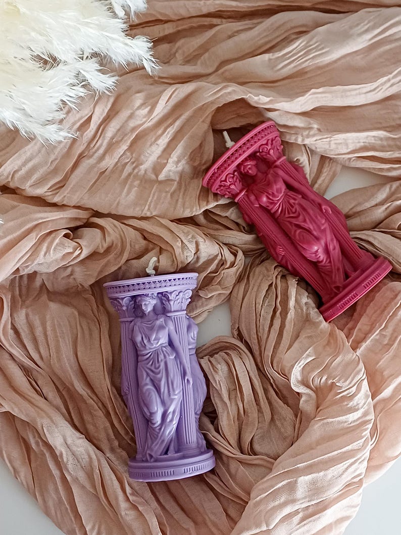 Vela de cera de soja y abeja hecha a mano con la diosa griega Atenea: colores personalizables imagen 8