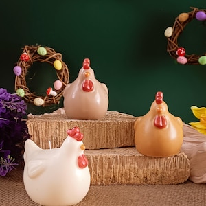 Rooster, Hen Candle ,Sculptural Soy & Beeswax Candle,Easter Decor