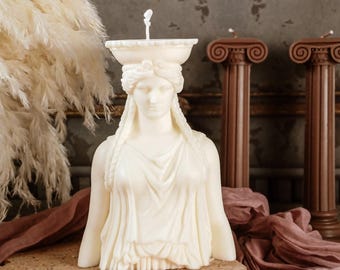 Handmade Caryatid Statue Candle: Soy and Bee Wax Blend