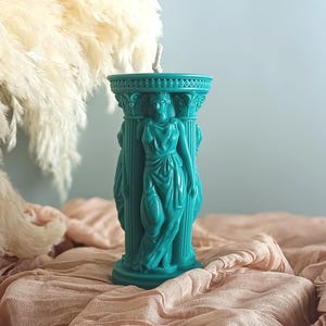 Vela de cera de soja y abeja hecha a mano con la diosa griega Atenea: colores personalizables imagen 12