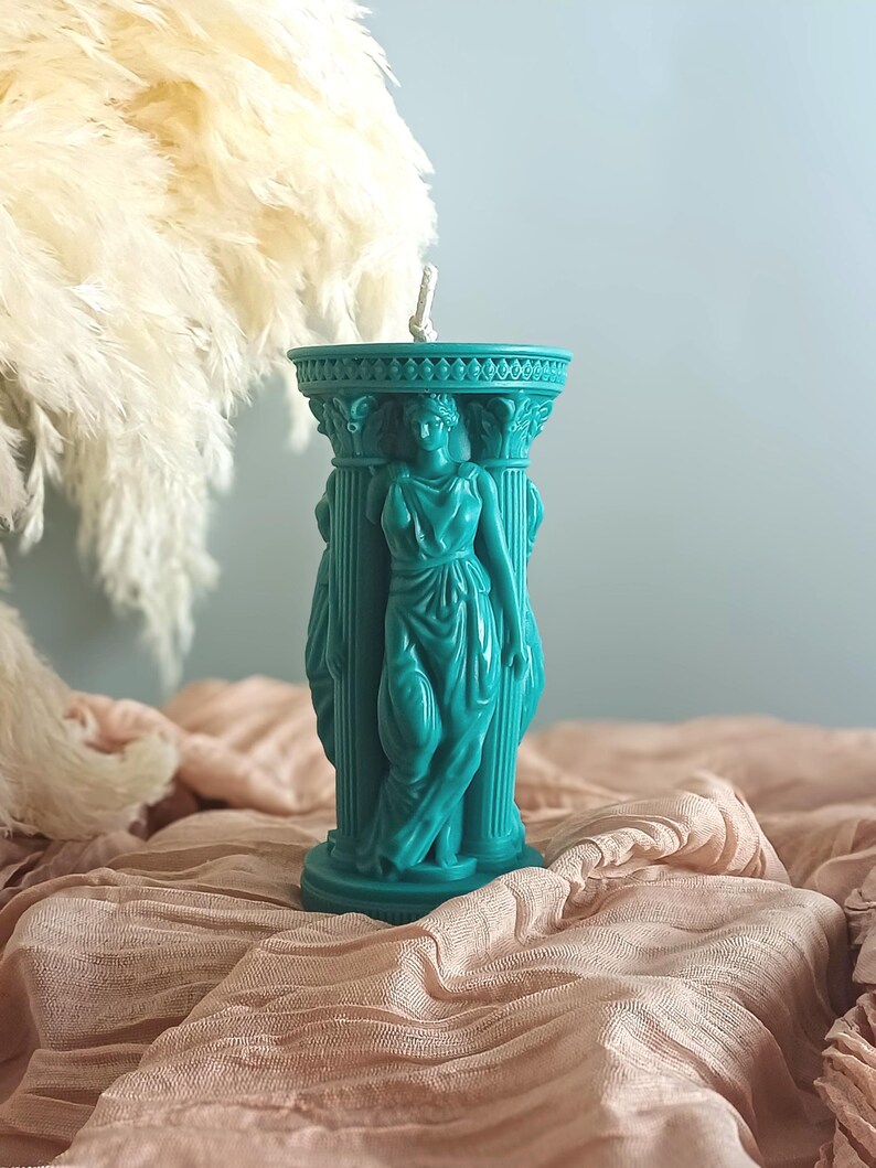 Vela de cera de soja y abeja hecha a mano con la diosa griega Atenea: colores personalizables imagen 12