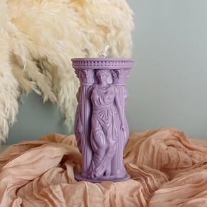 Vela de cera de soja y abeja hecha a mano con la diosa griega Atenea: colores personalizables imagen 7