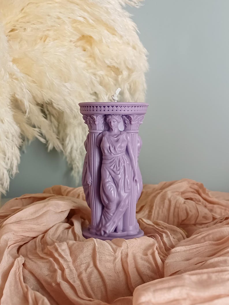 Vela de cera de soja y abeja hecha a mano con la diosa griega Atenea: colores personalizables imagen 7
