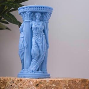 Vela de cera de soja y abeja hecha a mano con la diosa griega Atenea: colores personalizables imagen 2