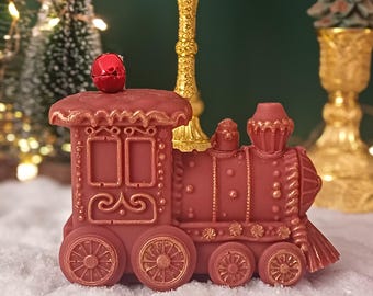 Gingerbread Train Christmas Candle: Eco-Friendly Soy and Beeswax, Christmas Decor
