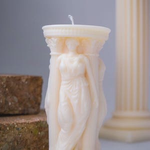 Vela de cera de soja y abeja hecha a mano con la diosa griega Atenea: colores personalizables imagen 16