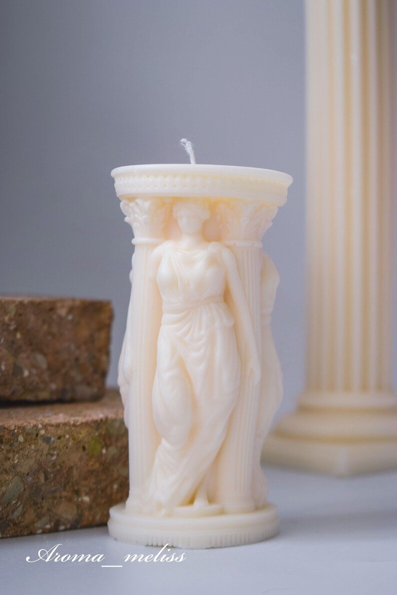 Vela de cera de soja y abeja hecha a mano con la diosa griega Atenea: colores personalizables imagen 16