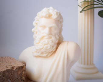 Bougie Zeus faite main : sculpture de dieu grec, mélange de cire de soja et d'abeille