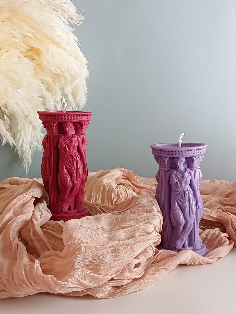 Vela de cera de soja y abeja hecha a mano con la diosa griega Atenea: colores personalizables imagen 10
