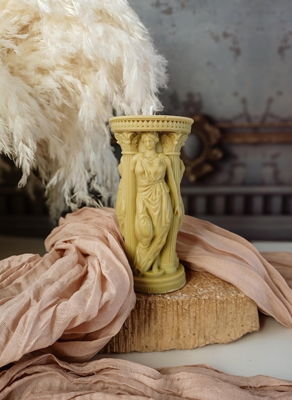 Handmade Athena Greek Goddess Soy Bee Wax Candle: Customizable Colors