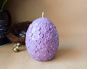 Handmade Carved Flowers Easter Candle, Eco-friendly Soy & Bee Wax Decor, Spring Home - Easter Gift