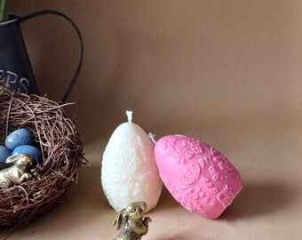 Handcrafted Floral Easter Egg Candle: Soy & Bee Wax Home Decor