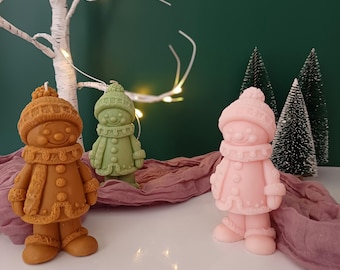 Gingerbread Snowman Handmade Candle ,Soy & Beeswax, Eco-Friendly Decor