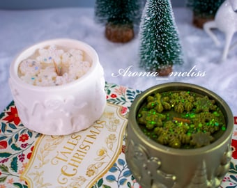 Gingerman Handmade Stonecast Christmas Candle Jar: Elegant Soy Wax Christmas Decor