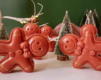 Handcrafted Soy & Beeswax Gingerbread Man Candle, Christmas Decor