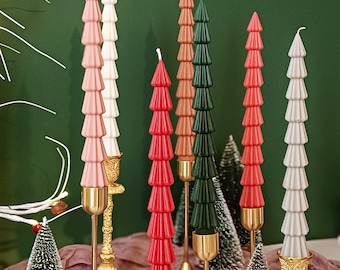Christmas Tree Soy Beeswax Pillar Candle, Eco-Friendly Decor
