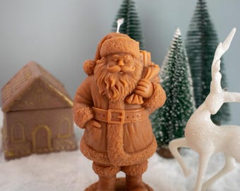 Christmas Santa Clause Candle, Handmade Soy Beeswax Festive Decor