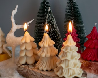 Christmas Tree Candles With Candle Holder - Handmade,Soy and Beeswax