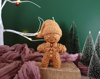 Gingerbread Man Christmas Candle: Eco-Friendly Soy and Beeswax, Christmas Decor