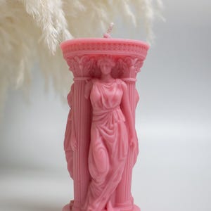 Vela de cera de soja y abeja hecha a mano con la diosa griega Atenea: colores personalizables imagen 6