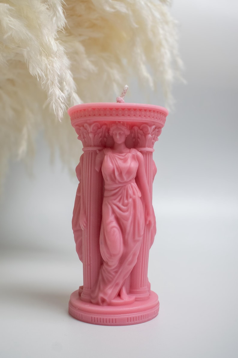 Vela de cera de soja y abeja hecha a mano con la diosa griega Atenea: colores personalizables imagen 6