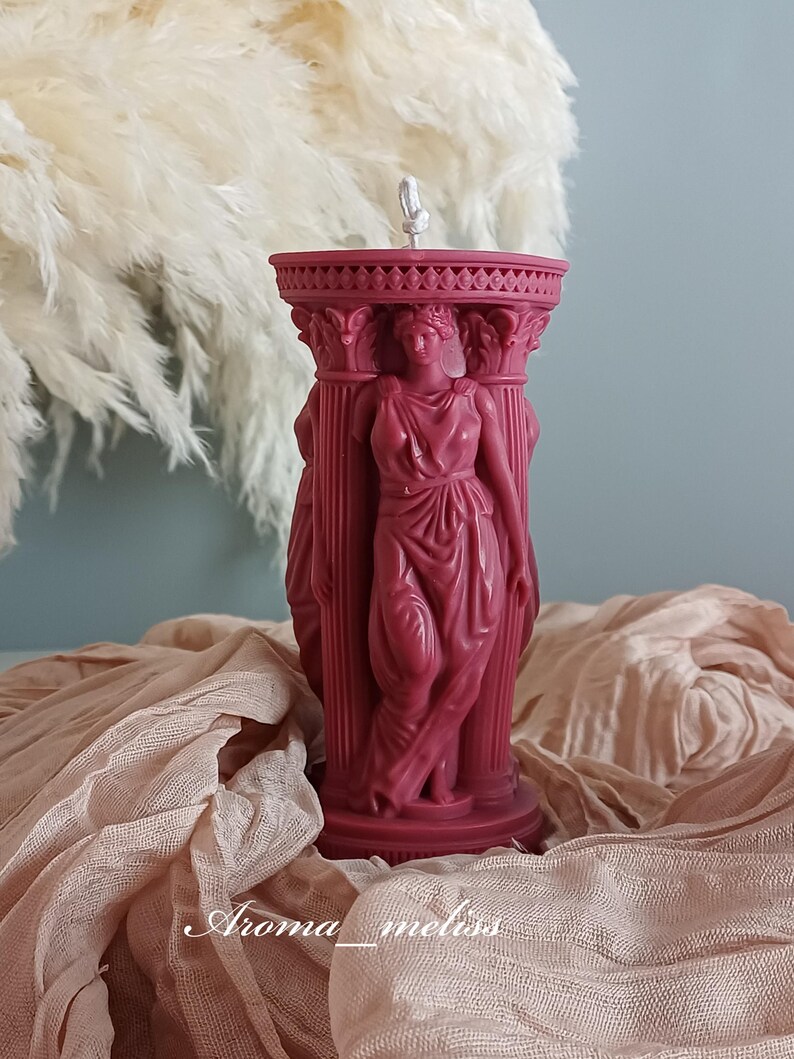 Vela de cera de soja y abeja hecha a mano con la diosa griega Atenea: colores personalizables imagen 9
