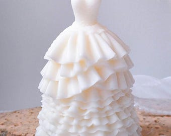 Bridal Dress Candle: Eco-Friendly Soy & Beeswax, Handmade Home Decor
