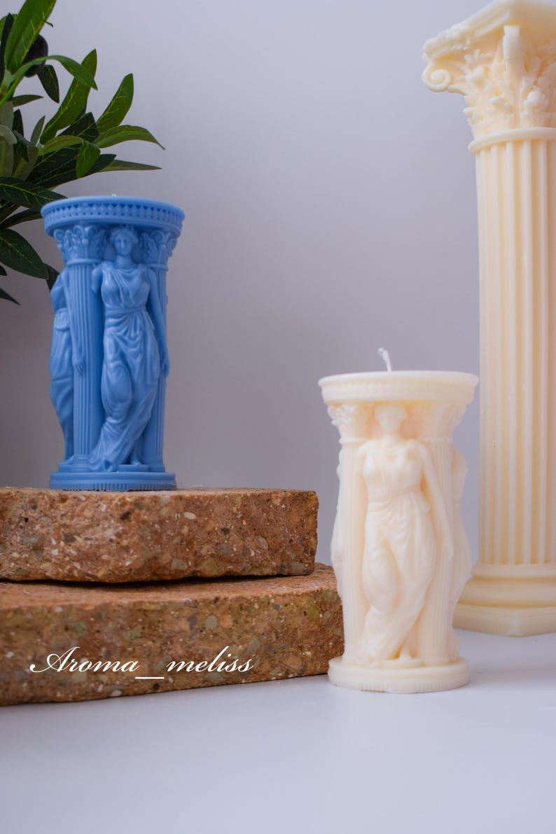 Vela de cera de soja y abeja hecha a mano con la diosa griega Atenea: colores personalizables imagen 14