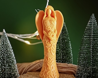 Handmade Angel Christmas Candle: Eco-Friendly Soy Beeswax Decor