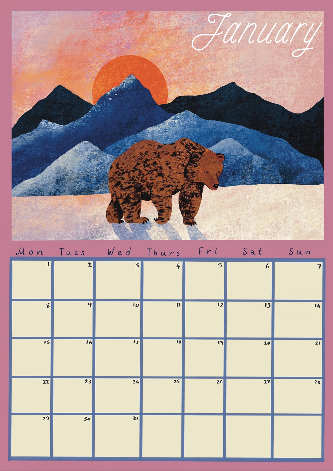 2024 Calendar / A3 Poster Calendar / Wall Art / Yearly Planner - Etsy