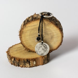 Handmade Greek Old Coin Keychain, Double Sided, Greek Souvenir, Athenian Street Stories