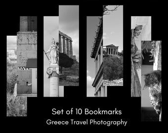 Bookmark Set of 10, Paper Bookmark, Book Lover Gift from Greece, Black and White, Book Accessories, Greek Souvenir, Athenian Street Stories