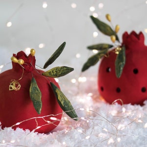 Handmade Ceramic Pomegranate, Candle Holder, Christmas Home Decor, Artwork, Athenian Street Stories