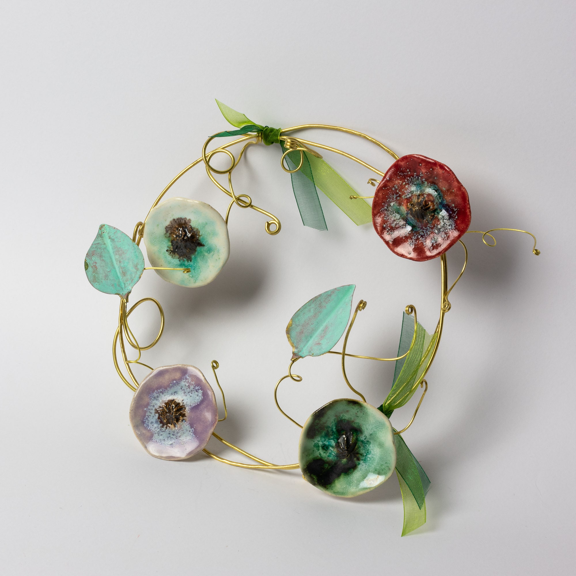 Handmade Ceramic Flower Wreath, Ceramic Floral Decor, Greek Artwork, Home Decor, Athenian Street Stories