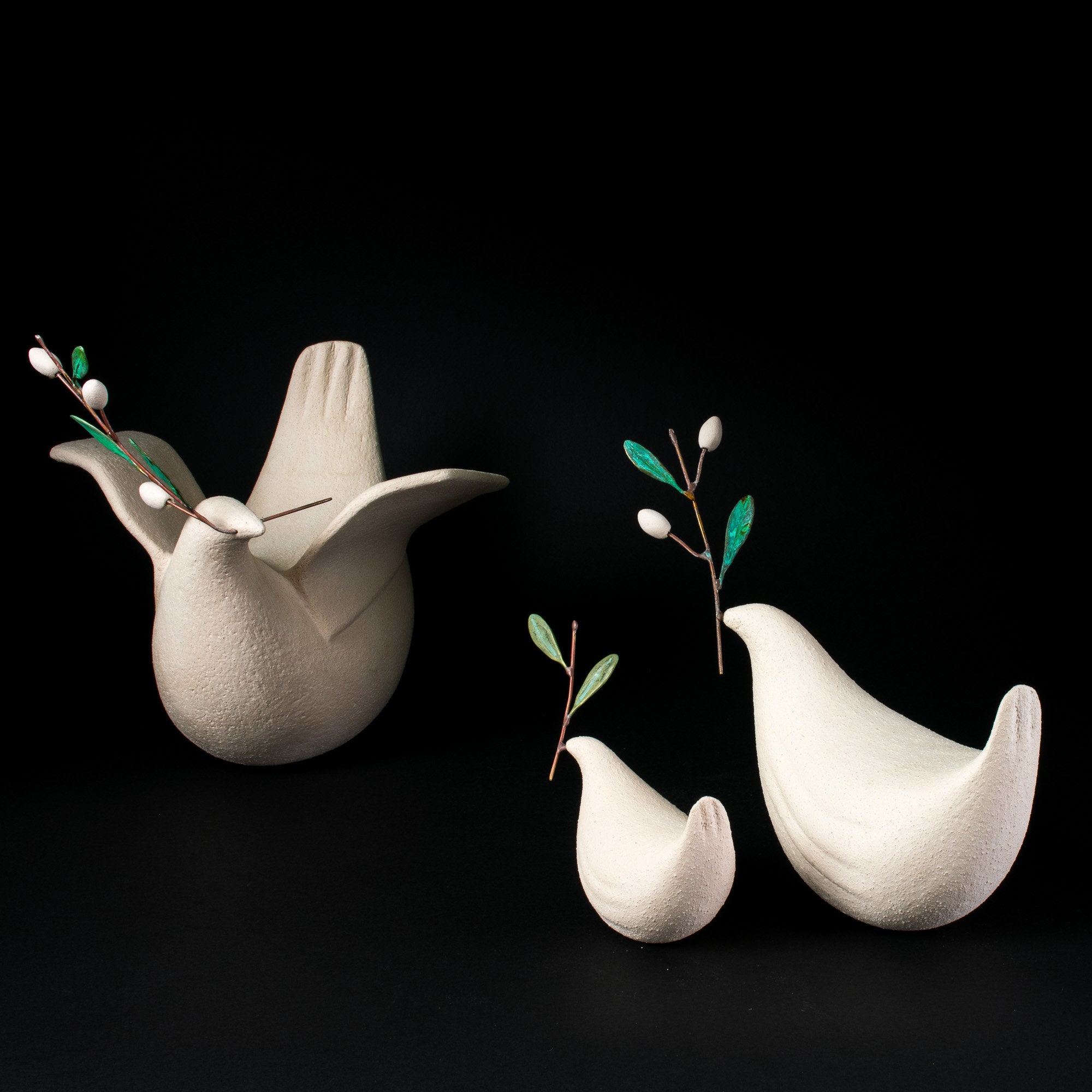 Handmade Ceramic Dove with Olive Branch Minimal Home Decor Etsy