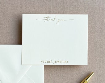 Custom Business Thank You Card, Personalized Corporate Stationery Set with Envelopes, Luxury Gold Foil Thank You Notecard with Business Name