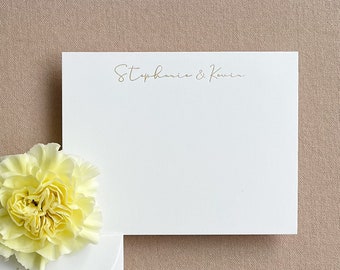 Personalized Stationery Set, Gold Foil Pressed Name, Custom Wedding Thank You Note Card, Personal, Engagement, Bridal, Shower Gift, Script