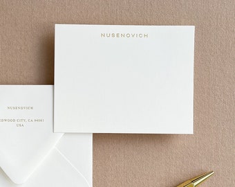 Custom Business Notecard, Personalized Corporate Stationery Set & Envelopes, Luxury Gold Foil Thank You Notecard with Business, Company Name