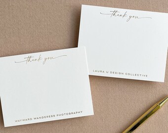 Custom Business Thank You Card, Personalized Corporate Stationery Set, Luxury Gold Foil Thank You Notecard with Business Name & Envelopes