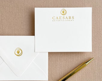 Custom Business Notecard with Logo, Personalized Corporate Stationery, Luxury Gold Foil Thank You, Business Name, Company Logo, Envelopes