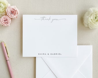 Custom Silver Foil Thank You Card, Wedding Thank You Note, Personalized Engagement, Business, Personal, Shower, Luxury Modern Stationery Set