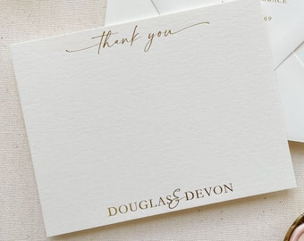 Custom Gold Foil Thank You Note Cards, Wedding Thank You Cards, Personalized Engagement, Business, Personal, Shower Luxury Stationery Set