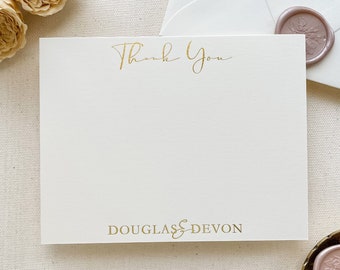 Custom Gold Foil Thank You Note Cards, Wedding Thank You Cards, Personalized Engagement, Business, Personal, Shower Luxury Stationery Set