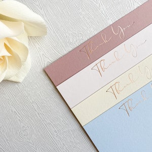 Rose Gold Foil, Modern Script Thank You Card Set, Wedding Thank You Card, Engagement, Business, Shower, Luxury Stationery Note with Envelope image 1