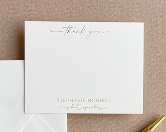 Custom Business Logo Thank You Card, Personalized Corporate Stationery Set, Luxury Gold Foil Thank You Notecard with Company Logo & Envelope