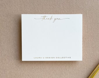 Custom Business Thank You Card, Personalized Corporate Stationery Set with Envelopes, Luxury Gold Foil Thank You Notecard with Business Name