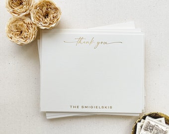 Custom Gold Foil Thank You Card, Wedding Thank You Note, Personalized Engagement, Business, Personal, Shower, Luxury Modern Stationery Set